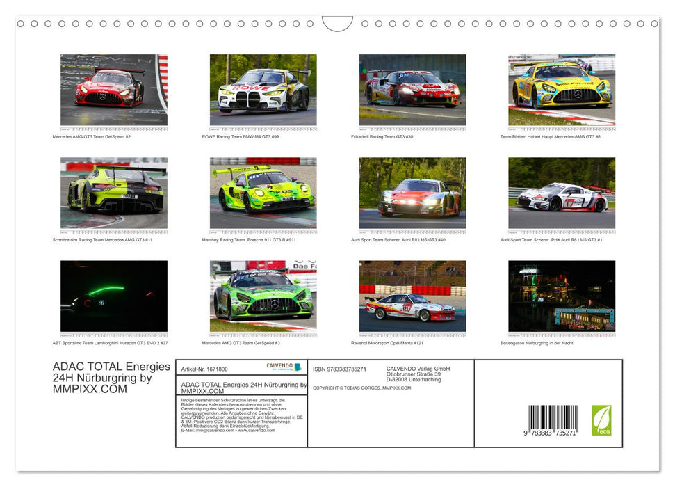 ADAC TOTAL Energies 24H Nürburgring by MMPIXX.COM (CALVENDO Wandkalender 2024)