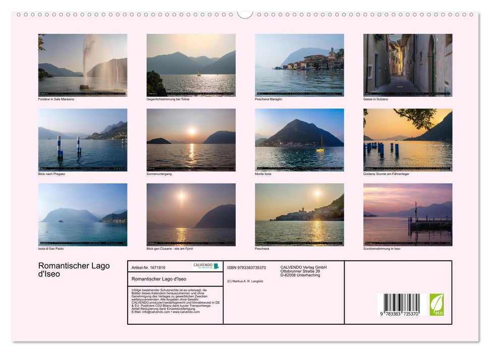 Lac d'Iseo romantique (Calvendo Premium Calendrier mural 2024) 