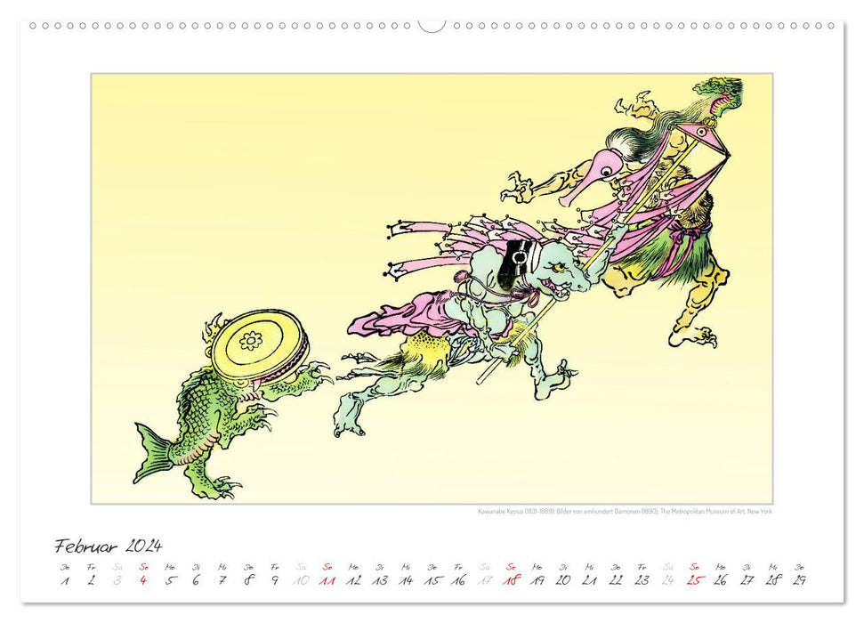 Kawanabe Kyosai: Einhundert Dämonen (CALVENDO Wandkalender 2024)