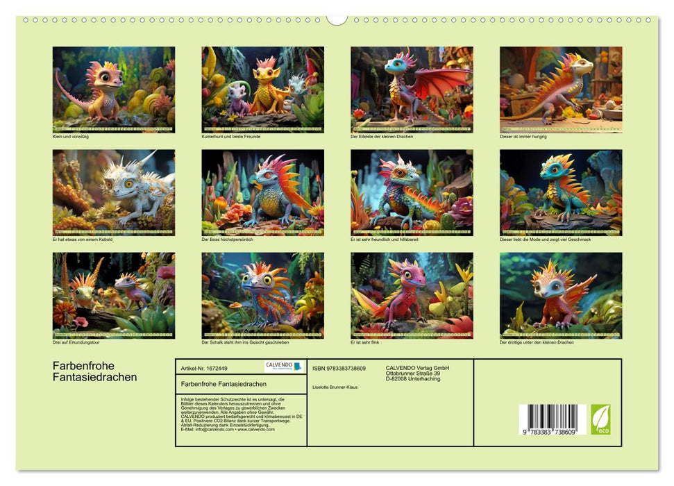 Dragons fantastiques colorés (Calendrier mural CALVENDO Premium 2024) 