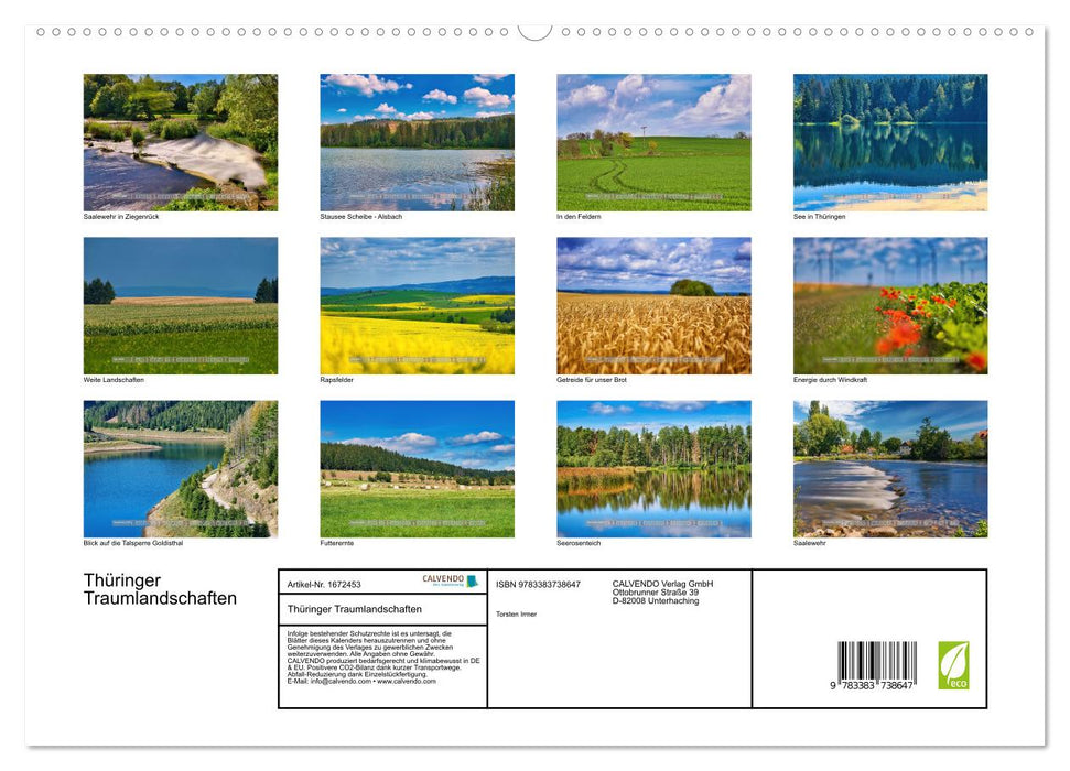 Paysages de rêve de Thuringe (calendrier mural CALVENDO Premium 2024) 