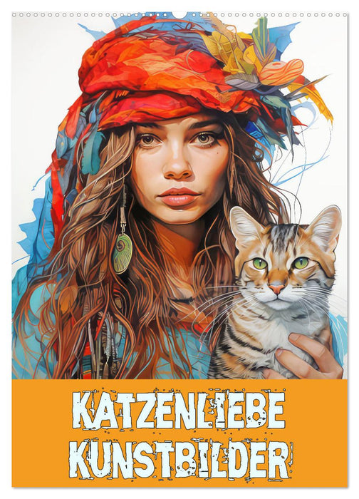 Katzenliebe Kunstbilder (CALVENDO Wandkalender 2024)