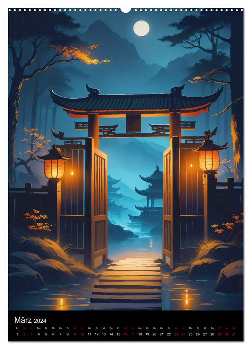 Inspiration asiatique du style extrême-oriental – Dark Works (Calvendo mural 2024) 