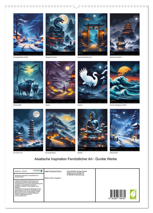 Asiatische Inspiration Fernöstlicher Art - Dunkle Werke (CALVENDO Premium Wandkalender 2024)