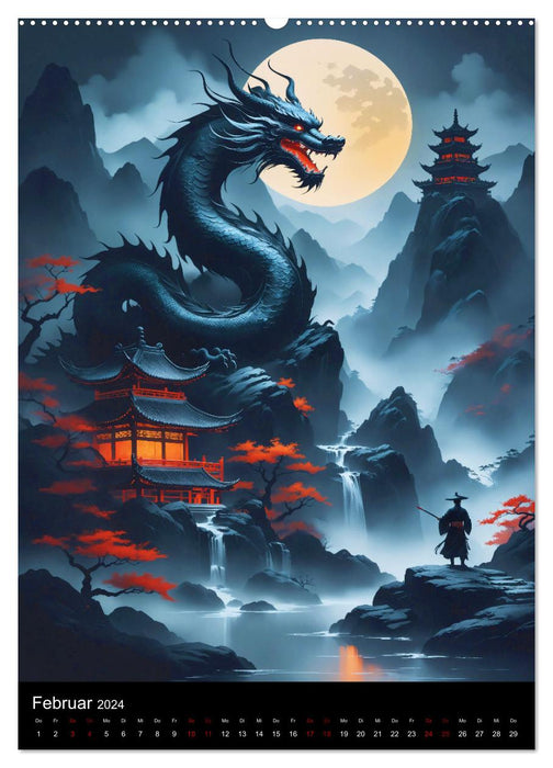 Inspiration asiatique du style extrême-oriental – Dark Works (Calvendo Premium Wall Calendar 2024) 
