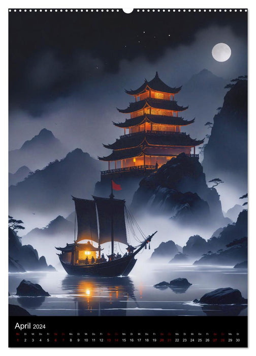 Inspiration asiatique du style extrême-oriental – Dark Works (Calvendo Premium Wall Calendar 2024) 