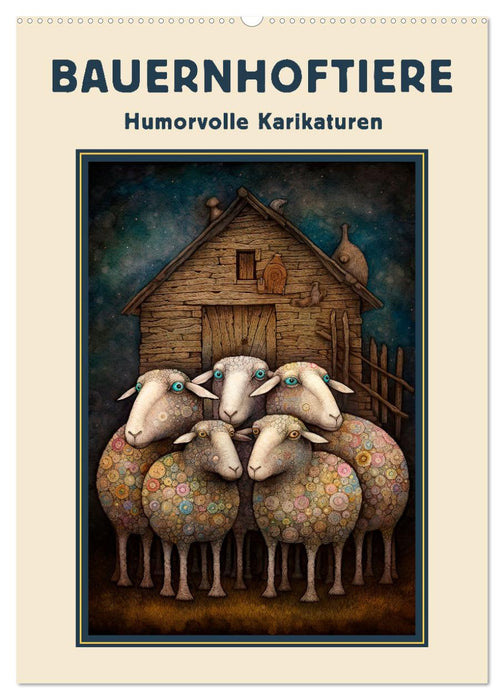Bauernhoftiere - Humorvolle Karikaturen (CALVENDO Wandkalender 2024)