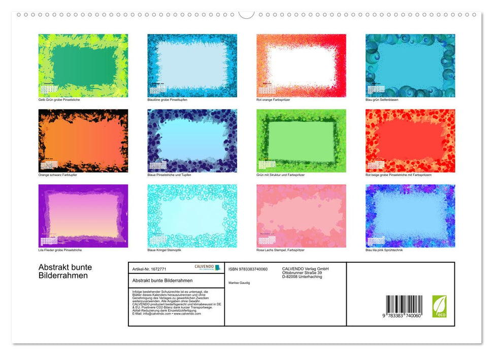 Cadres photo colorés abstraits (Calendrier mural CALVENDO Premium 2024) 
