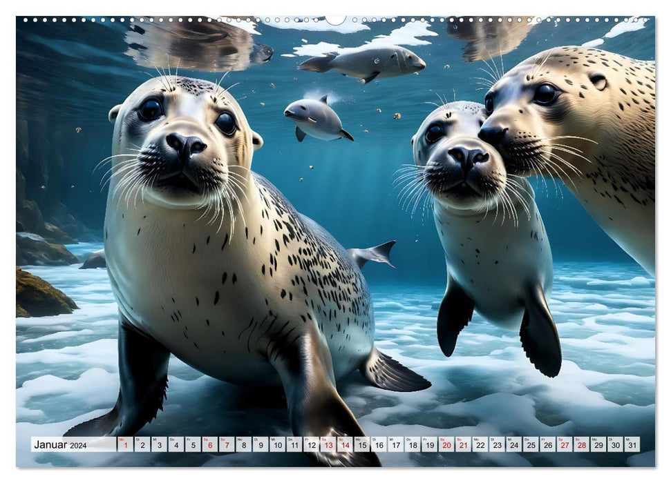 Freche Seehunde (CALVENDO Premium Wandkalender 2024)