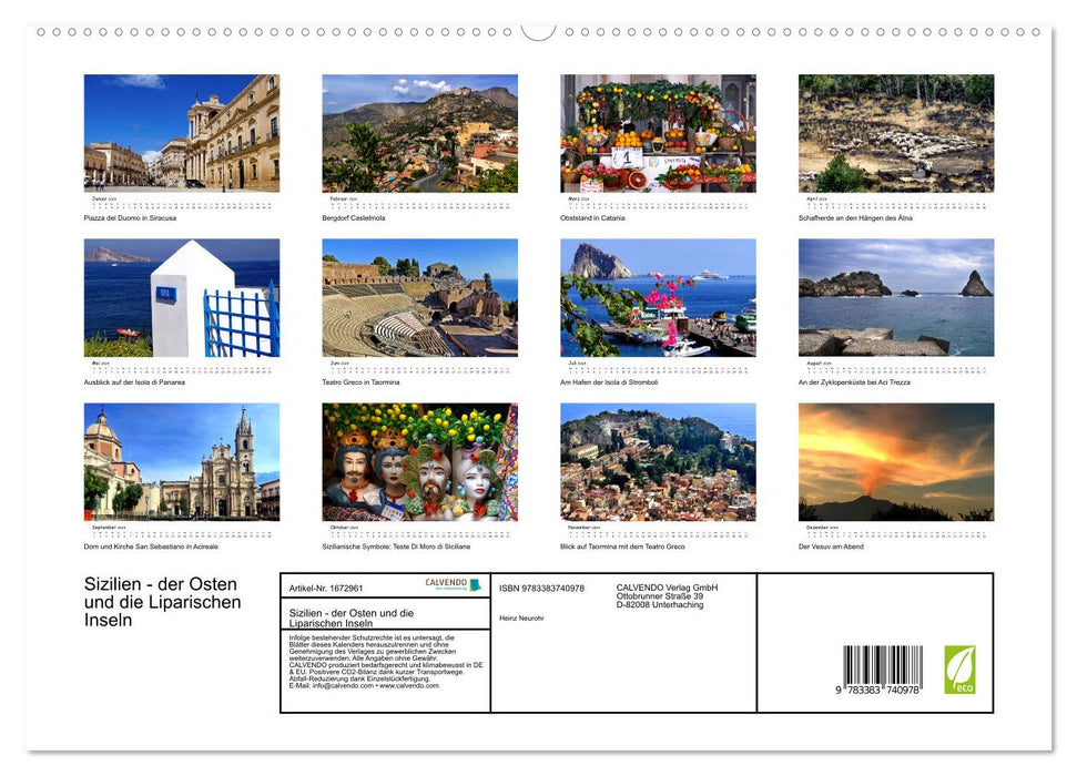 Sizilien - der Osten und die Liparischen Inseln (CALVENDO Premium Wandkalender 2024)