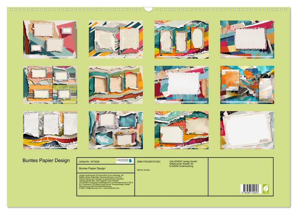 Buntes Papier Design (CALVENDO Wandkalender 2024)