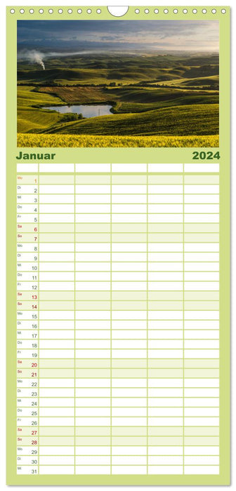 Grüne Farbtöne Toskana (CALVENDO Familienplaner 2024)