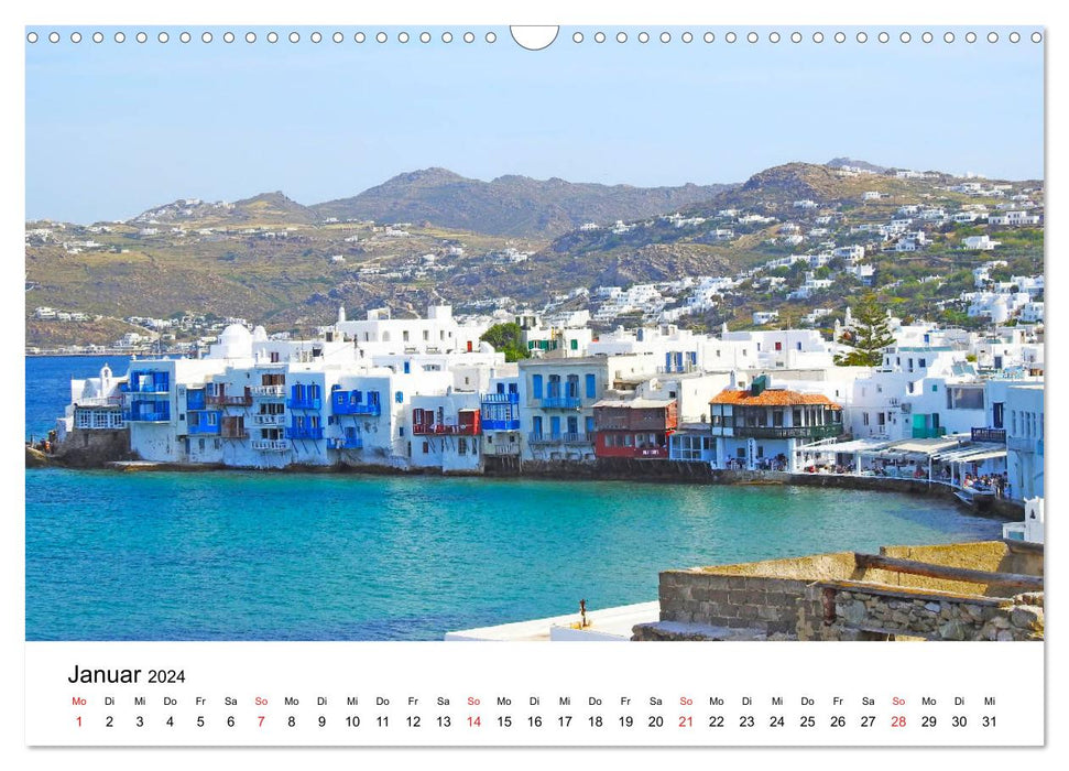 Griechischer Traum Mykonos (CALVENDO Wandkalender 2024)