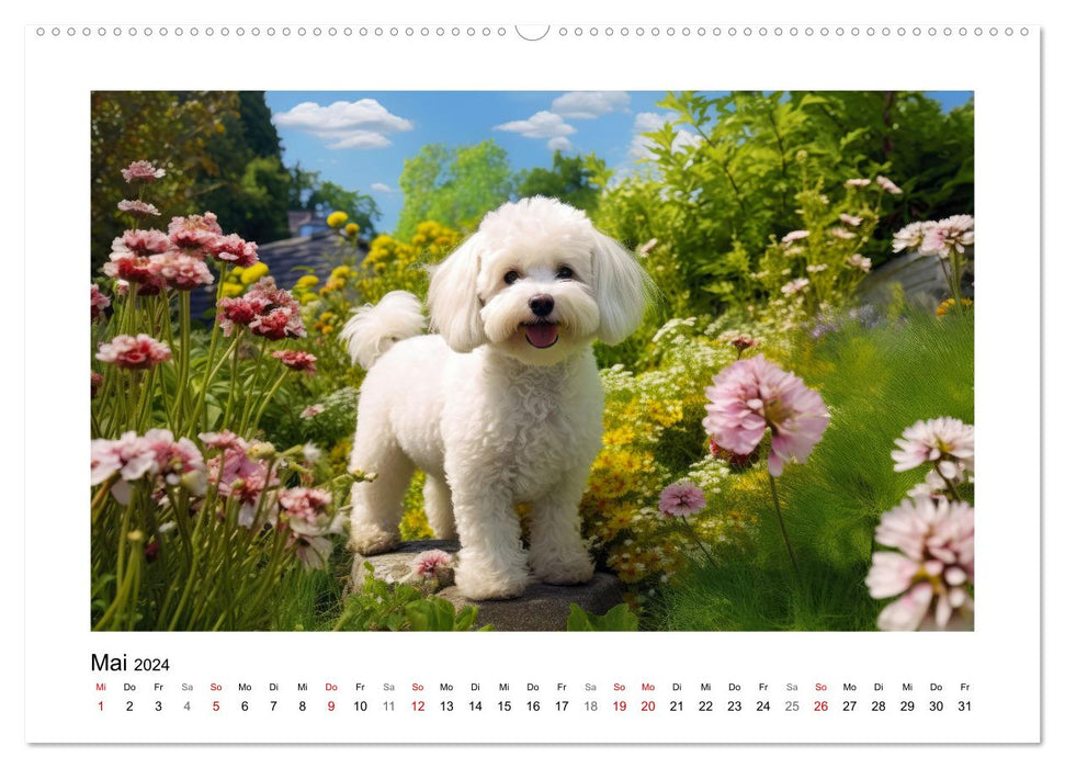 Bichon frisé, weiße Hündchen mit lockigem Haar (CALVENDO Wandkalender 2024)