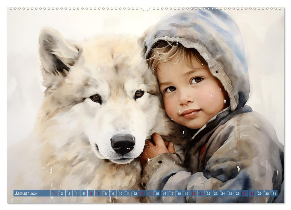 Kinder und Tiere (CALVENDO Wandkalender 2024)