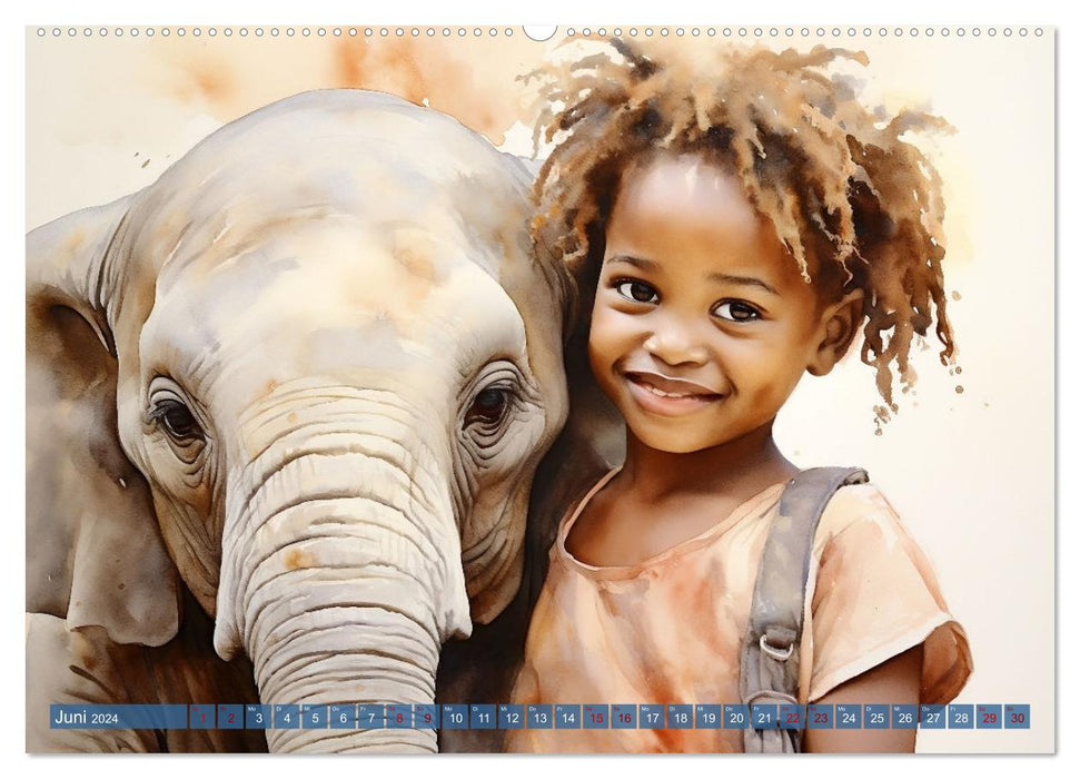 Kinder und Tiere (CALVENDO Wandkalender 2024)