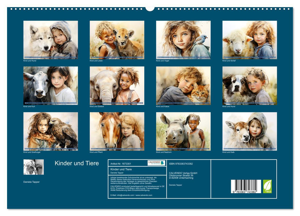 Kinder und Tiere (CALVENDO Premium Wandkalender 2024)