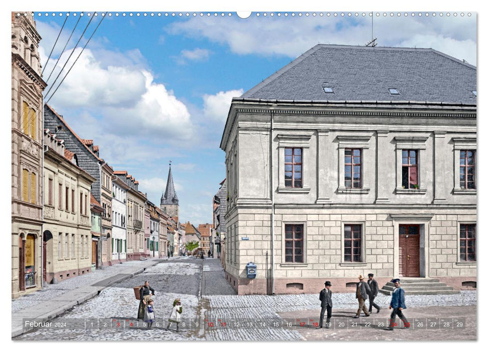 Aschersleben vers 1900 en couleur - photos couleur noir et blanc (calendrier mural CALVENDO 2024) 