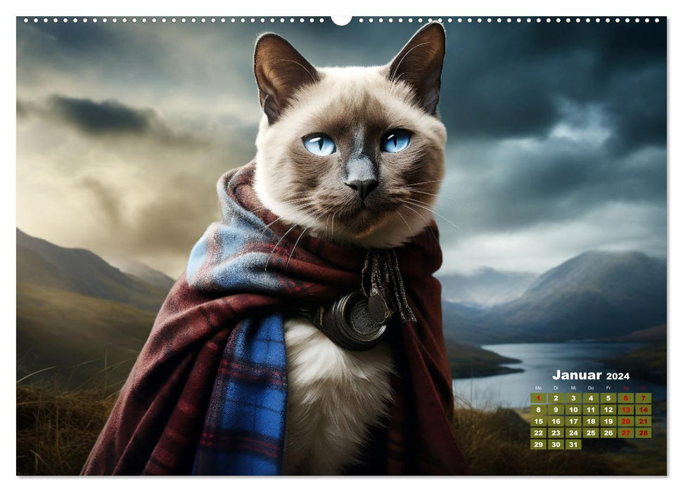 Schottische Katzenhelden (CALVENDO Premium Wandkalender 2024)