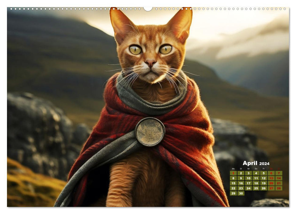 Schottische Katzenhelden (CALVENDO Premium Wandkalender 2024)