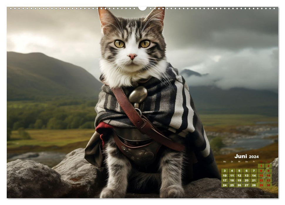 Schottische Katzenhelden (CALVENDO Premium Wandkalender 2024)