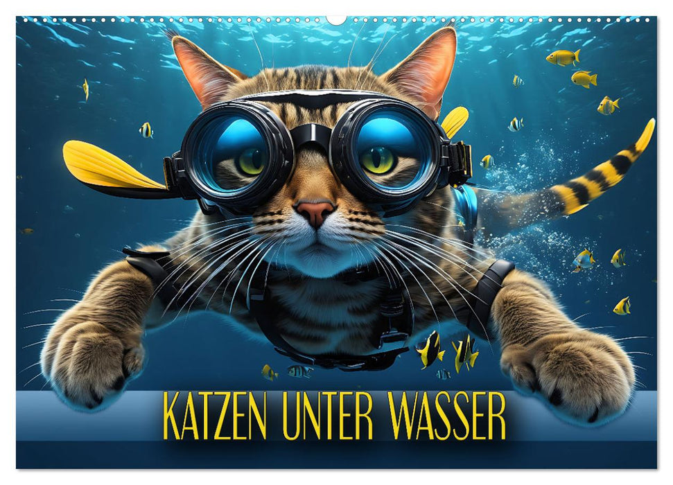 Katzen unter Wasser (CALVENDO Wandkalender 2024)