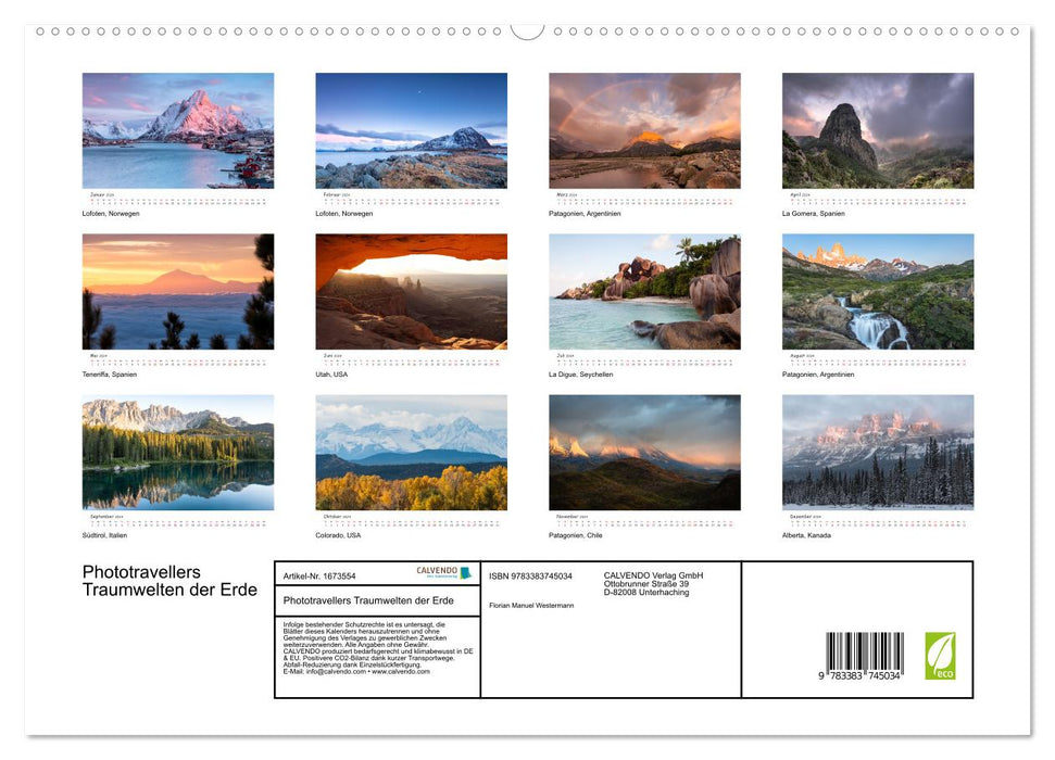 Phototravellers Traumwelten der Erde (CALVENDO Premium Wandkalender 2024)