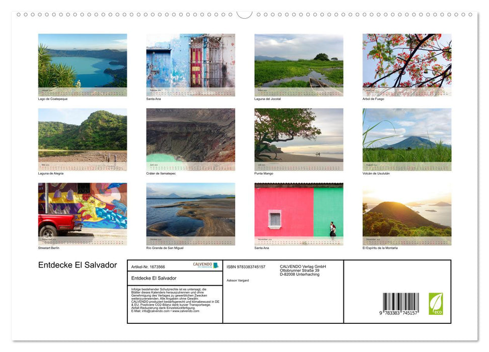 Entdecke El Salvador (CALVENDO Premium Wandkalender 2024)