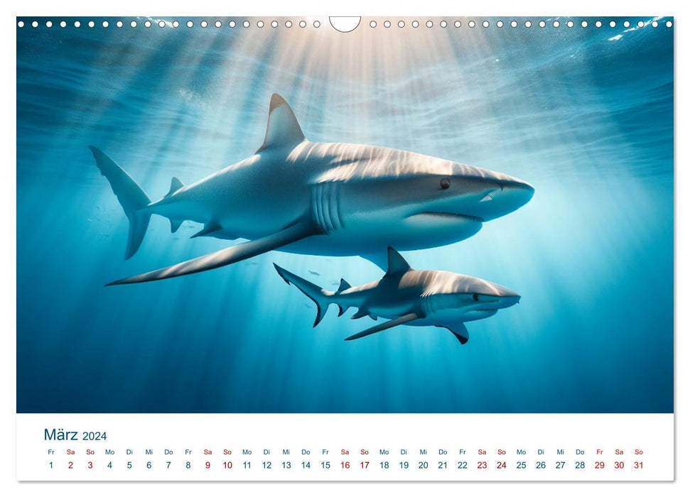 Weiße Haie (CALVENDO Wandkalender 2024)