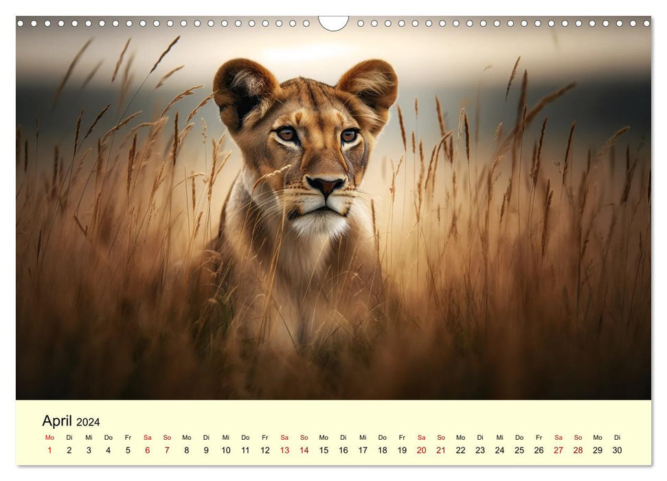 Majestätische Löwen - Die Herrscher der Wildnis (CALVENDO Wandkalender 2024)