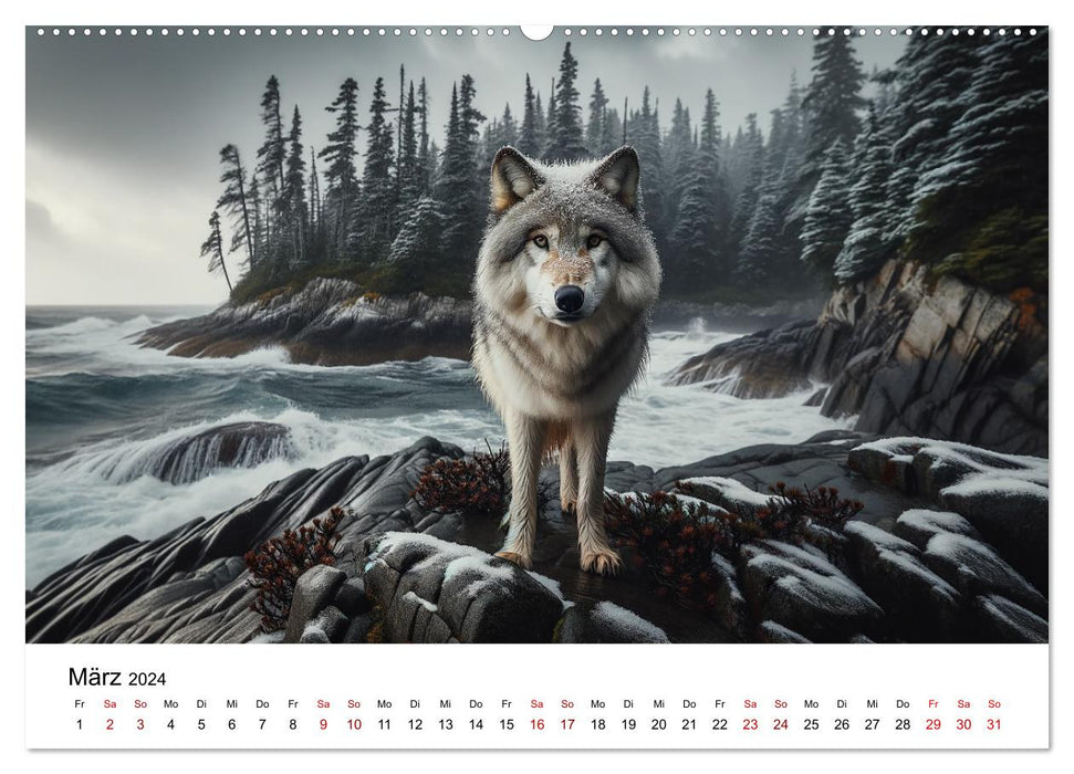 Kanadische Küstenwölfe (CALVENDO Premium Wandkalender 2024)
