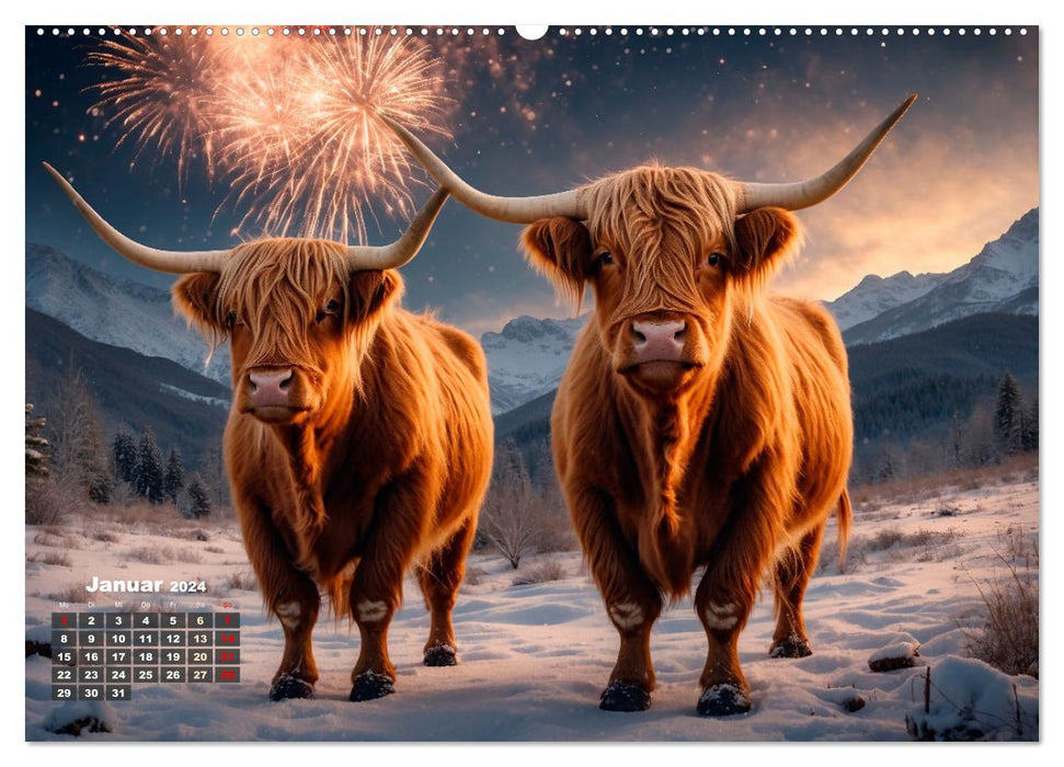 Highland Kühe (CALVENDO Wandkalender 2024)