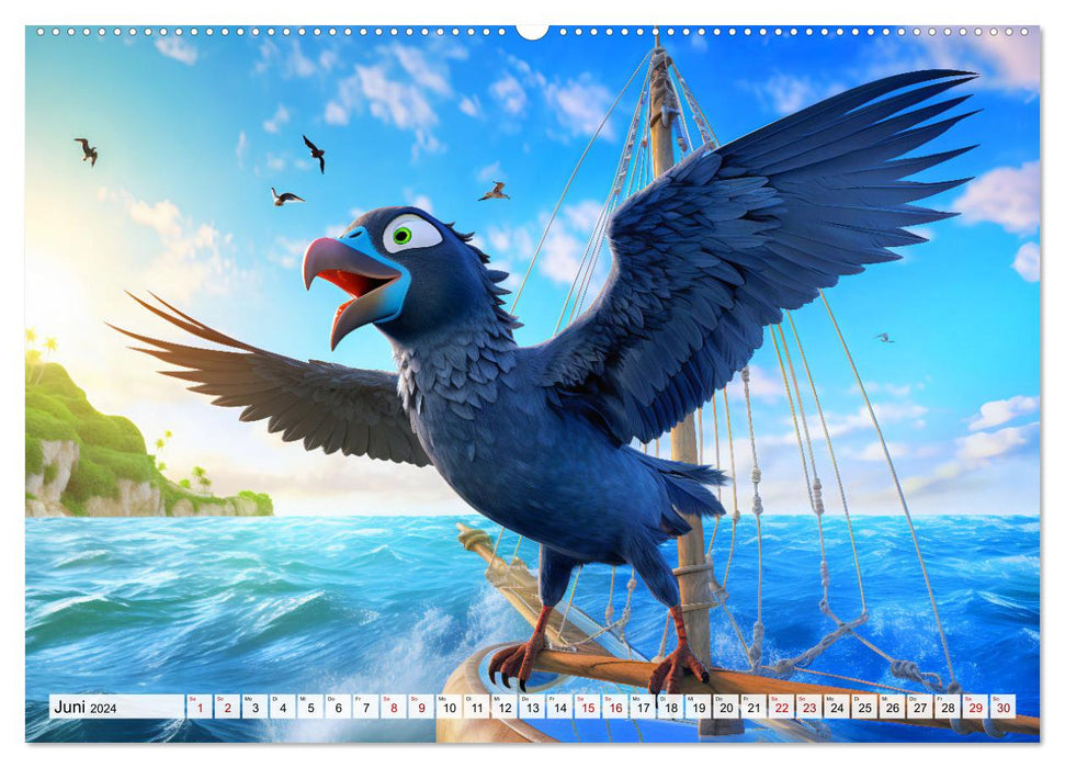 Abenteuer mit Cedric - Lustige Krähe auf Reisen durch die Welt (CALVENDO Wandkalender 2024)