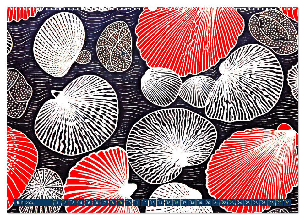 Linolwelt - Meeresbewohner und Kunst (CALVENDO Premium Wandkalender 2024)