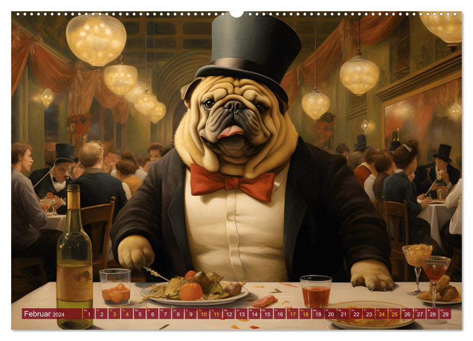 Boteros Hunde - Kunstvoller Kalender im Stile des Boterismo (CALVENDO Premium Wandkalender 2024)