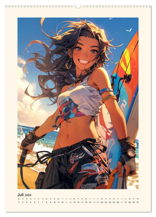 Manga Girls - ein glückliches Jahr (CALVENDO Premium Wandkalender 2024)