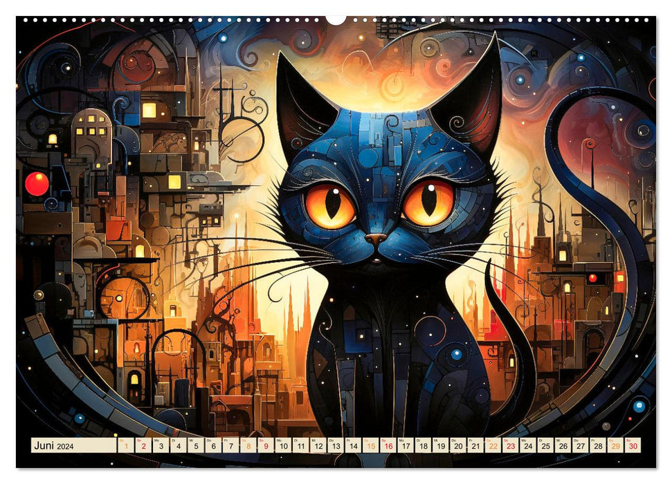 Katzen - die Nacht erwacht (CALVENDO Wandkalender 2024)