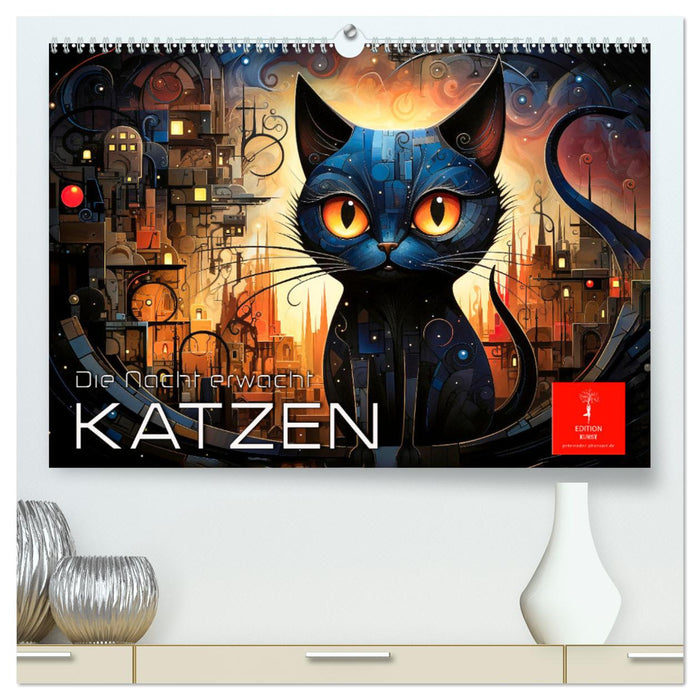 Katzen - die Nacht erwacht (CALVENDO Premium Wandkalender 2024)