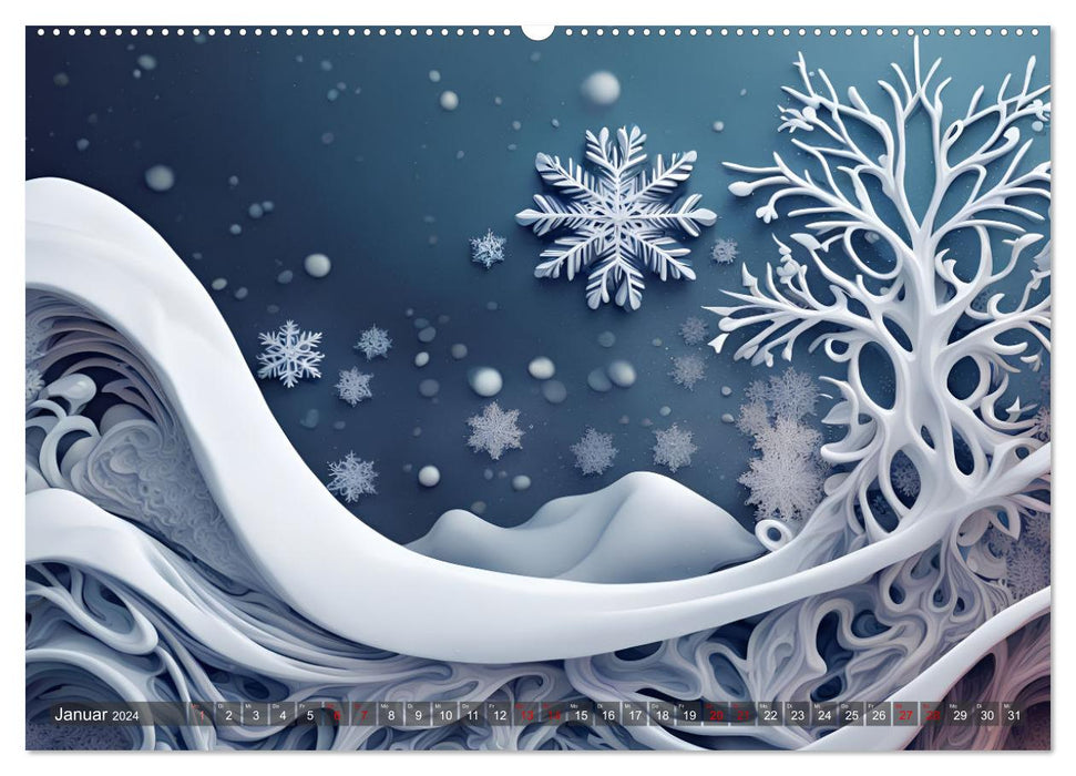 Vier Jahreszeiten Fraktale (CALVENDO Wandkalender 2024)