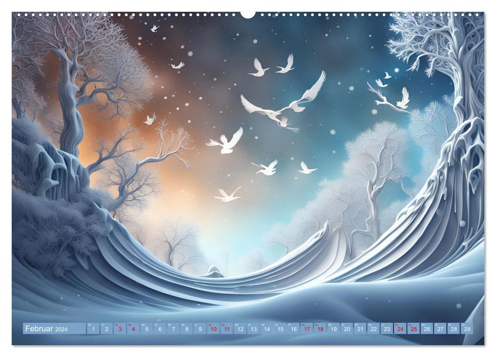 Vier Jahreszeiten Fraktale (CALVENDO Wandkalender 2024)