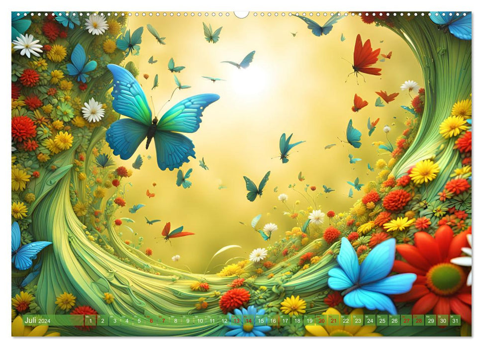Vier Jahreszeiten Fraktale (CALVENDO Premium Wandkalender 2024)