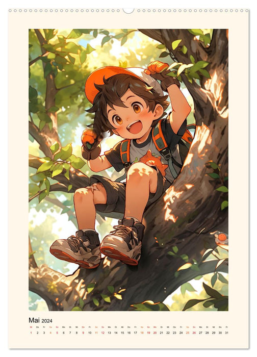 Manga Kinder - ein glückliches Jahr (CALVENDO Premium Wandkalender 2024)