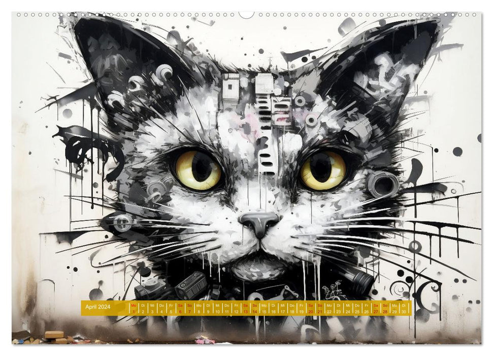 Graffiti Katzen (CALVENDO Wandkalender 2024)