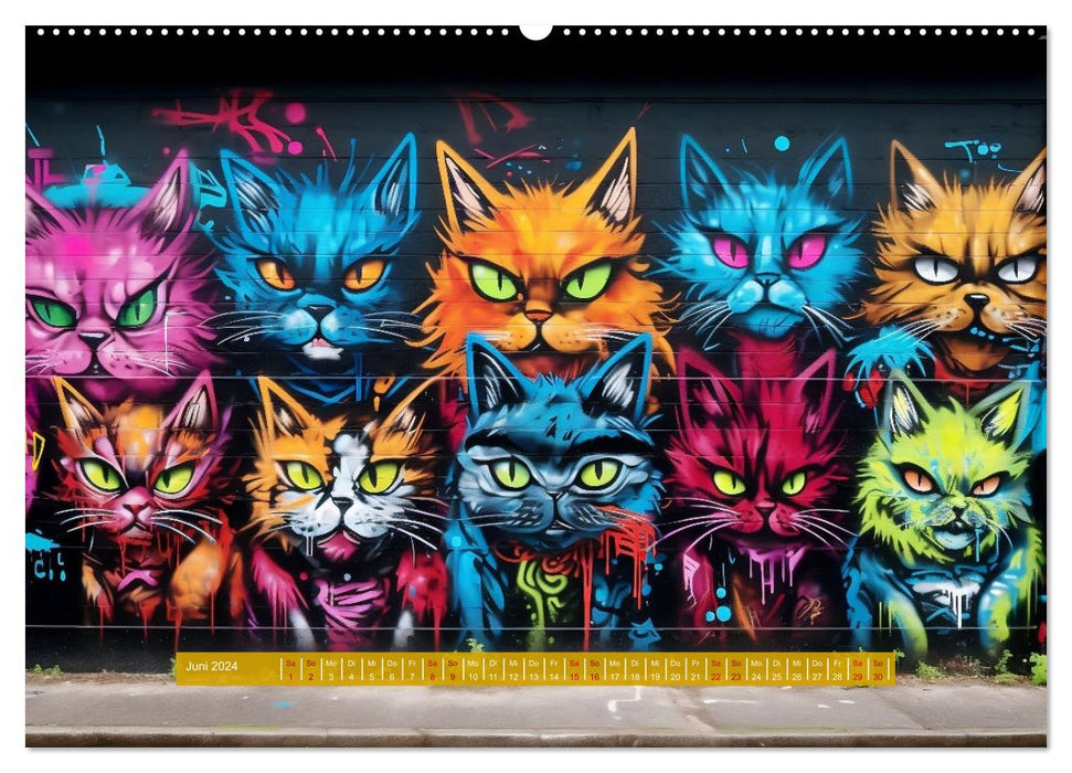 Graffiti Katzen (CALVENDO Wandkalender 2024)
