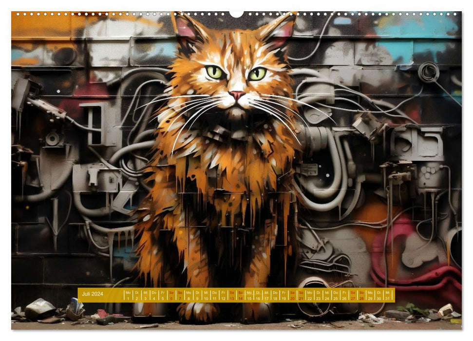 Graffiti Katzen (CALVENDO Premium Wandkalender 2024)