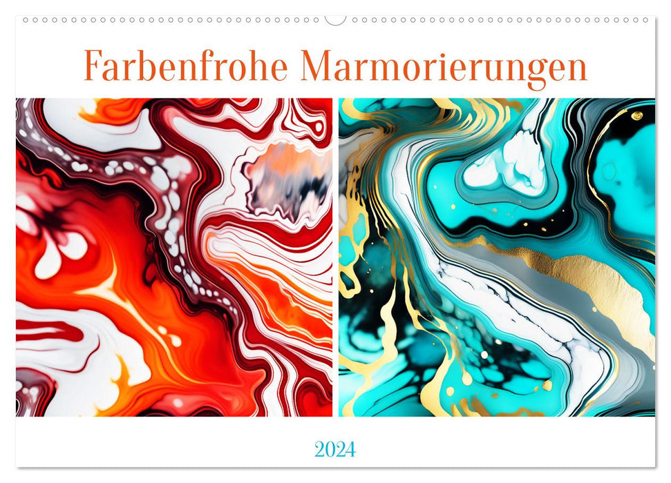 Farbenfrohe Marmorierungen (CALVENDO Wandkalender 2024)