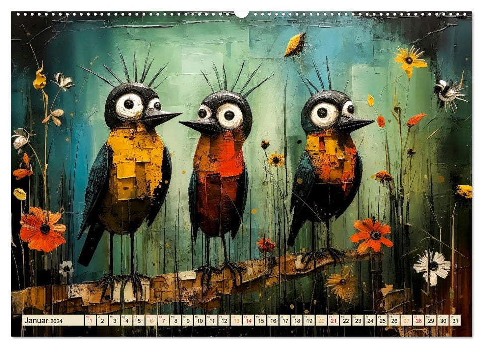 Vögel - ein schöner Tag (CALVENDO Premium Wandkalender 2024)