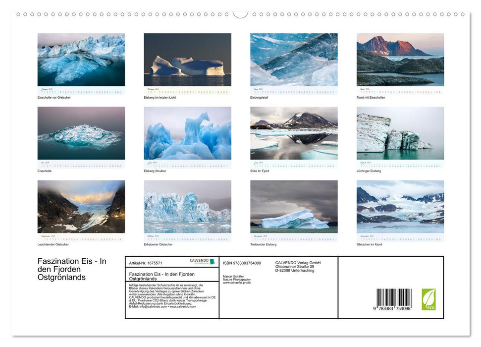 Faszination Eis - In den Fjorden Ostgrönlands (CALVENDO Premium Wandkalender 2024)