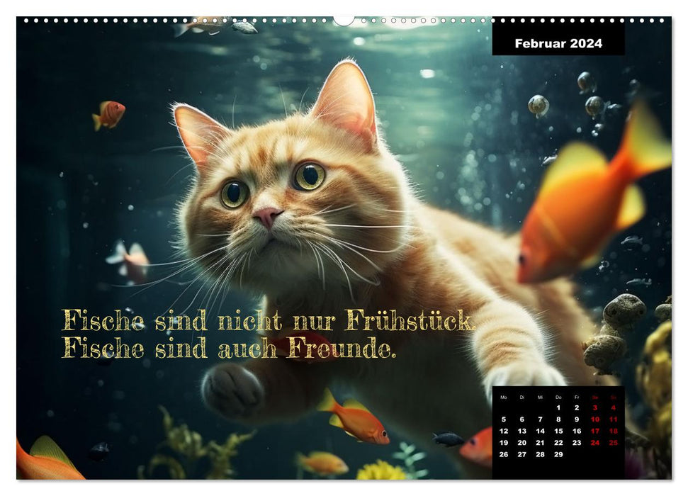 Katzen können alles, außer traurig. (CALVENDO Premium Wandkalender 2024)