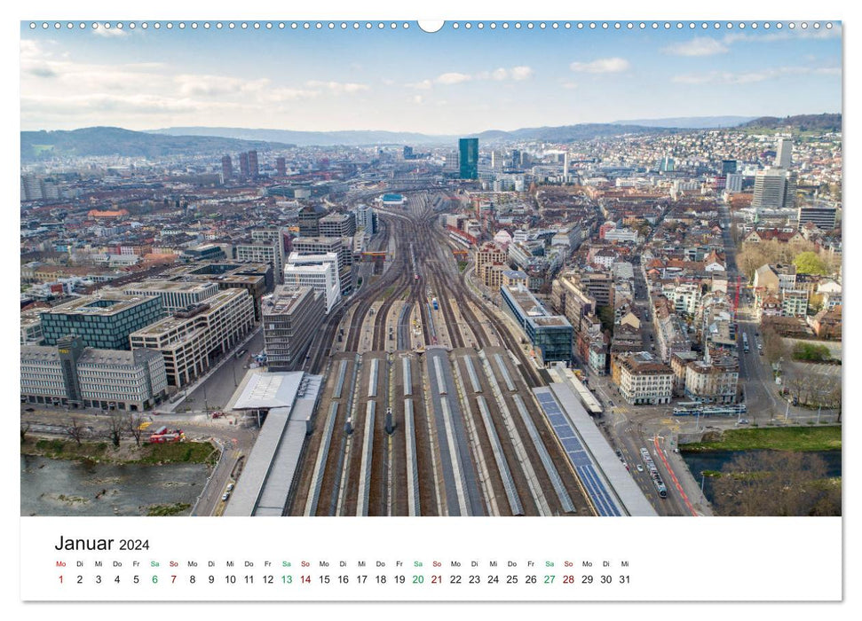 Luftbildkalender Zürich (CALVENDO Premium Wandkalender 2024)